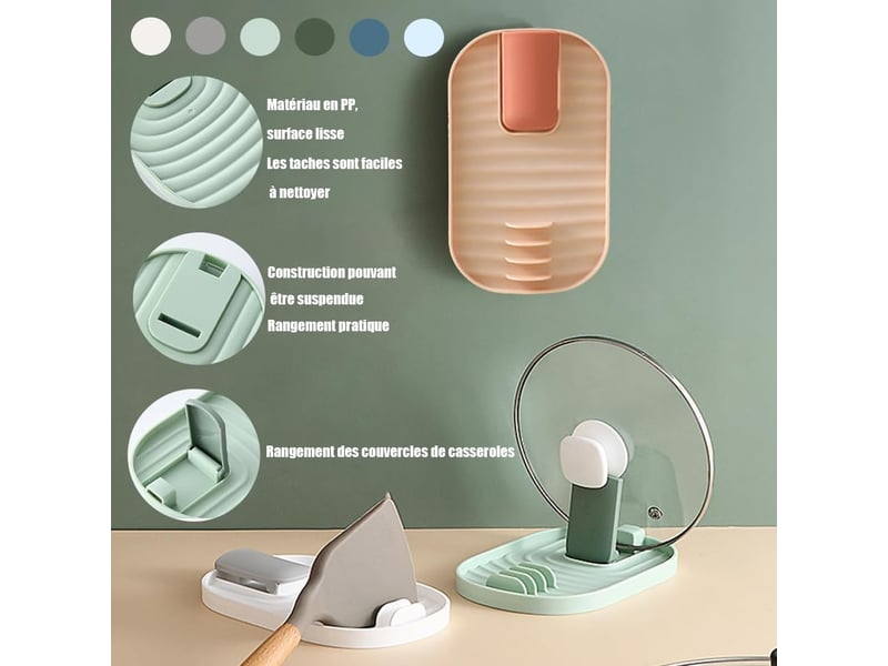  Support de couvercle de pot.vert. Porte-ustensiles de cuisine pliant multifonctionnel, porte-couverts, porte-couvercle de casserole, porte-cuillère  - Conforama B