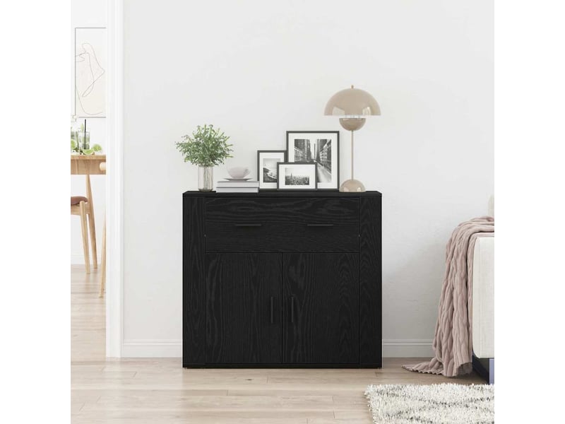  Buffet - bahut - meuble de rangement chêne noir 80 x 33 x 70 cm bois d'ingénierie  - Conforama D