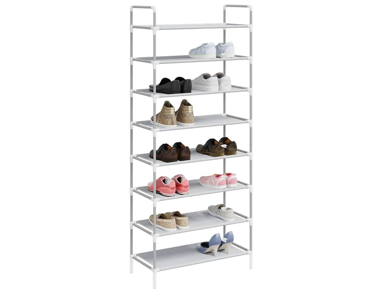  Étagère à chaussures, meuble à chaussures 8 étagères métal et tissu intissé argenté  - Conforama C