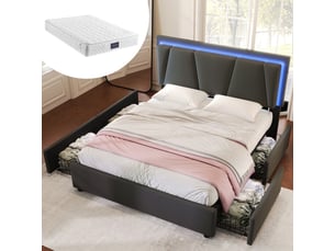 Lit avec rangement 160x200 cm coloris gris