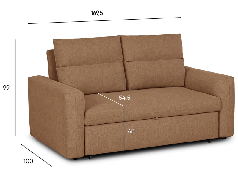  Canape droit convertible orange 2 places  - Conforama H