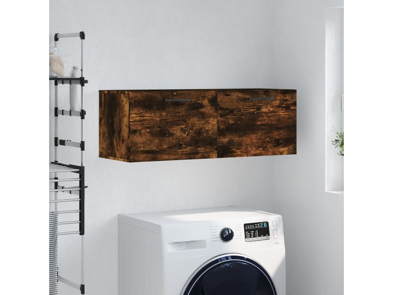  Armoire murale salon chêne fumé 100x36,5x35cm bois d'ingénierie shl377  - Conforama B