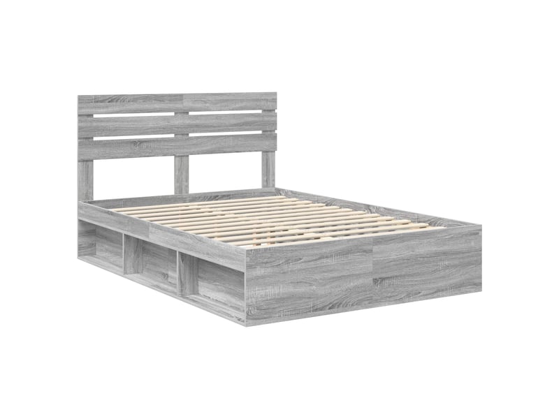 Lit double- lit adulte - cadre de lit gris sonoma 160 x 200 cm pin massif - Conforama C