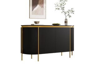 Buffet 4 porte(s)  0 tiroir(s) <strong>WISHDOR</strong> <strong></strong> - 140 cm coloris noir 