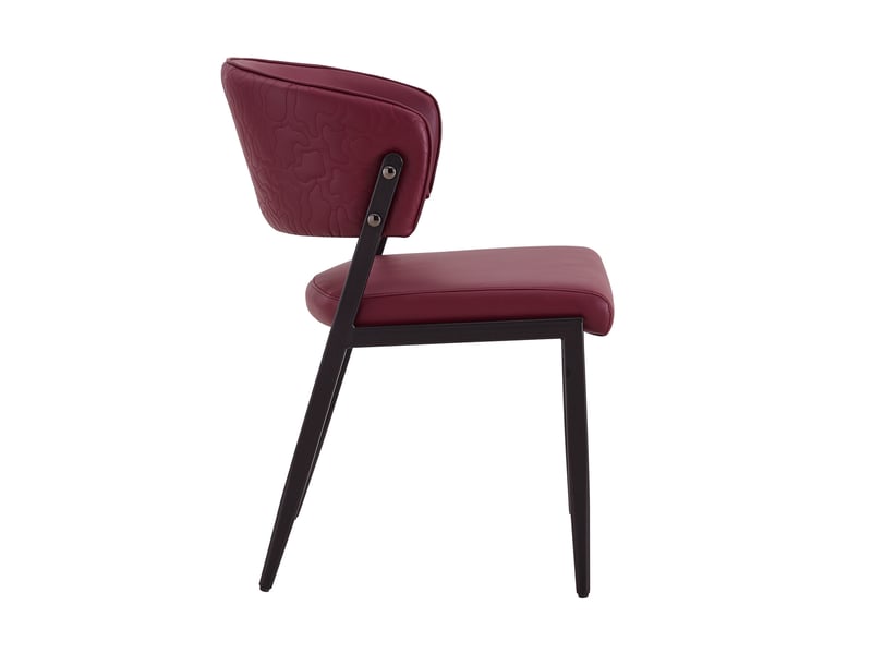  Chaise de salle à manger 51×49×78cm, cadre métallique et revêtement pu, dossier ergonomique, finition rouge  - Conforama A
