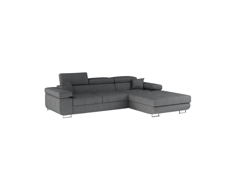 Canapé d'angle convertible amanda gris foncé chenille fine avec coffre - Conforama E