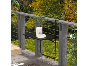 Table balcon suspendue pliante noire, 3 hauteurs réglables, charge 15 kg, 62x60 cm, terrasse
