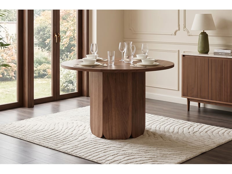  Table à manger ronde ø 120 cm, teinte noyer  - Conforama B