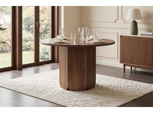 Table à manger ronde ø 120 cm, teinte noyer