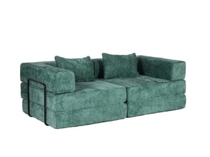 Canapé d'angle, avec couchage d'appoint, sans montage, en tissu chenille, coloris vert foncé, l200 x p100 x h63 cm