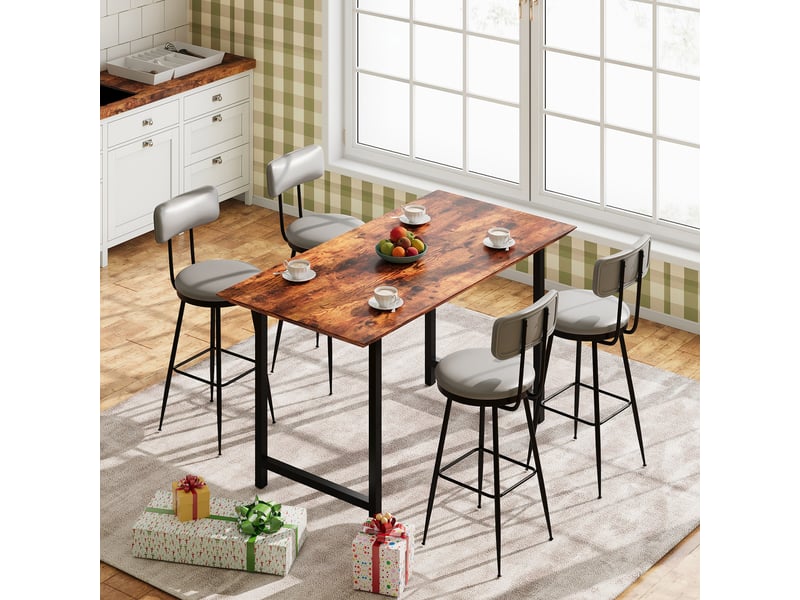  Tabouret de bar  lot de 4 - assise 65 cm - simili‑cuir gris foncé - structure métal  - Conforama B