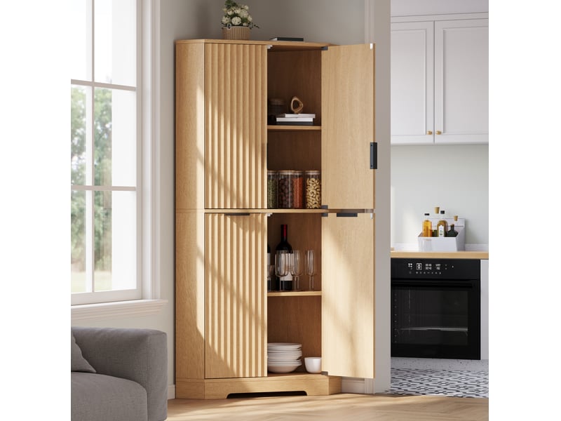 Meuble de rangement d’angle 60x60x172 cm 4 portes mdf naturel - Conforama B