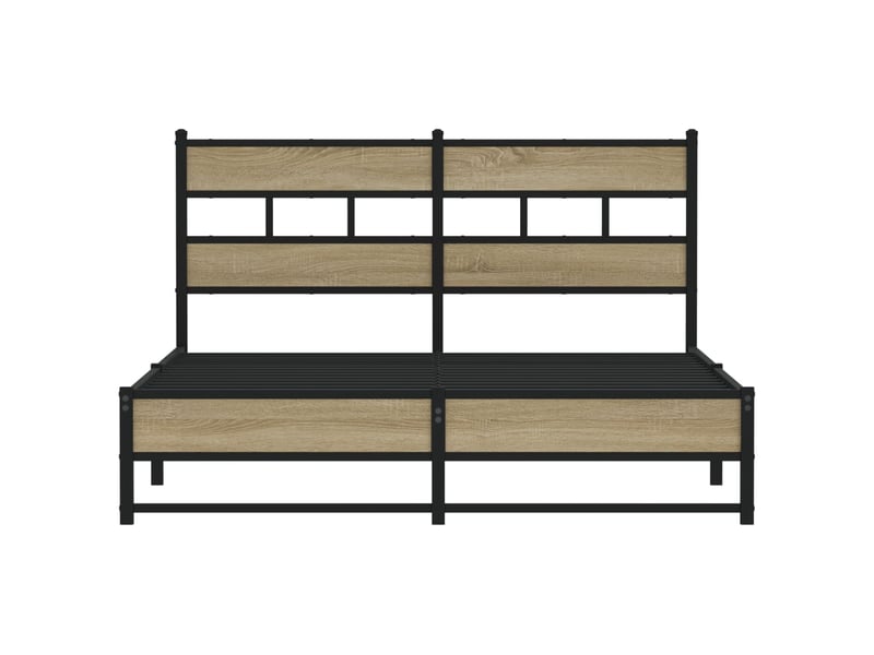 Lit double- lit adulte -  cadre de lit en métal sans matelas chêne sonoma 150x200 cm  - Conforama C