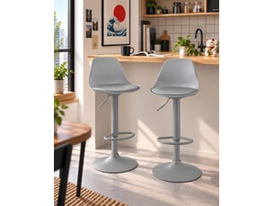 tabouret de bar assise réglable en hauteur <strong>KAYELLES</strong> - gris hauteur d'assise 82 cm vendu Par paire