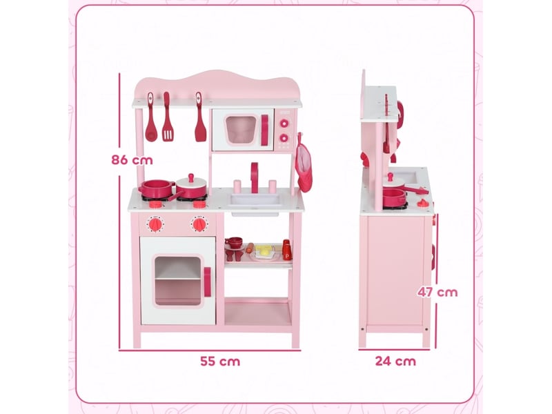  Cuisine jouet enfant 55x24x86 cm effets sonores bois rose  - Conforama E