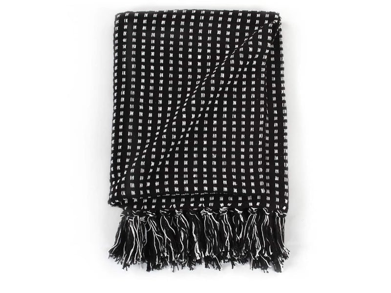  Couverture coton à carrés 125x150 cm noir  - Conforama C