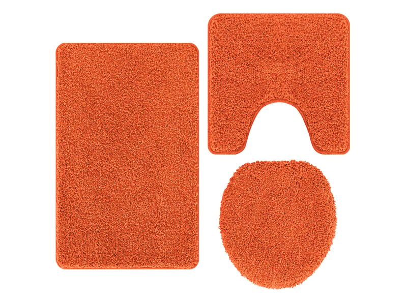 Ensemble de tapis de bain antidérapants 3 pc orange 50 x 80 cm cf64755 - Conforama A