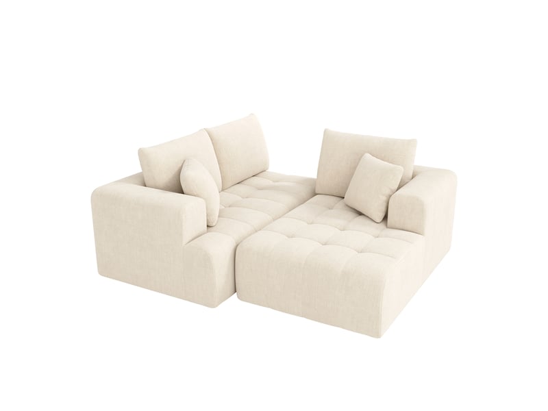  Canapé d'angle modulable 244,5 x 136 x 79 cm – beige – chenille – sans montage – design bas  - Conforama A