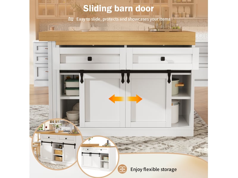  Meuble de rangement de cuisine pivotant à 360° avec 2 portes coulissantes, 2 tiroirs et étagères réglables pour cuisine et salle à manger, 120 × 40 × 72 cm  - Conforama E