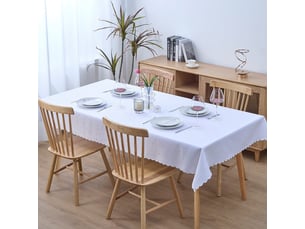 Nappe de table - 130x160 cm - nappe imperméable effet lotus et anti-taches - blanc