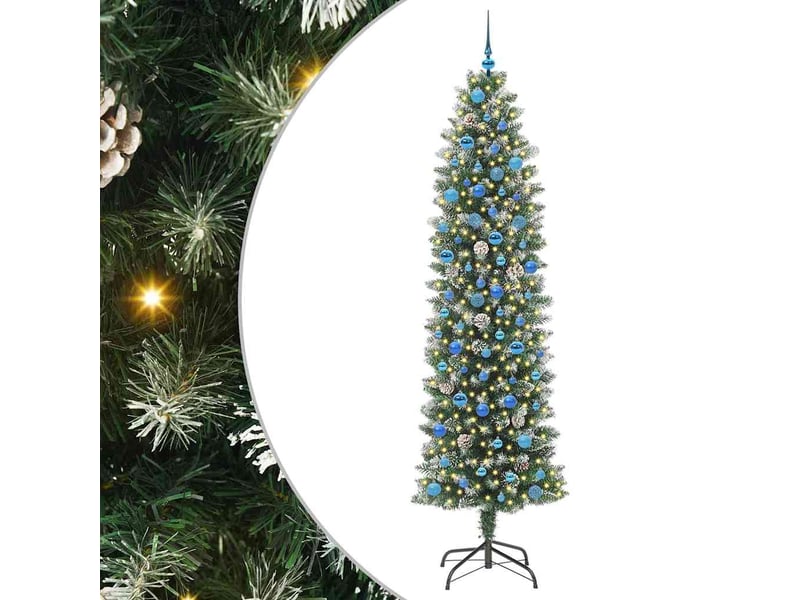 Sapin de noël, arbre de noël artificiel slim vert et blanc 240 cm cf61713  - Conforama A