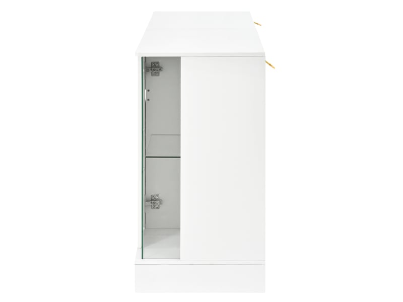  Buffet vitrine avec portes vitrées, meuble de rangement pour salon, blanc, 150 x 40 x 75 cm, panneaux de particules Fay Lum - Conforama E