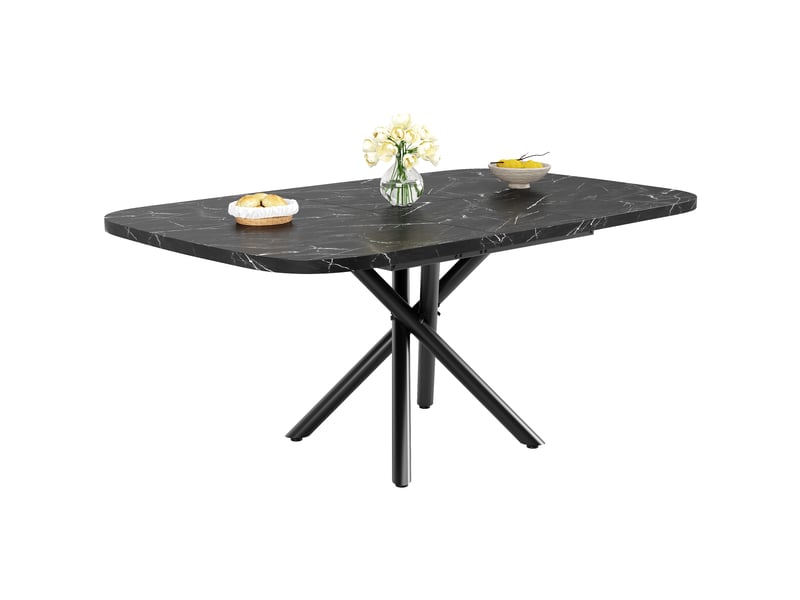 Table à manger extensible 115-155-195x115 cm pour 4 à 8 personnes, piètement en x métal, pieds réglables - noir - Conforama A