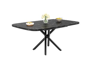Table à manger extensible 115-155-195x115 cm pour 4 à 8 personnes, piètement en x métal, pieds réglables - noir