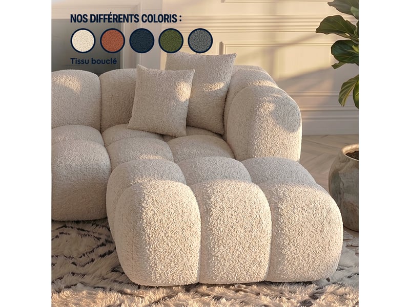  Canapé nuage en u convertible en bouclette beige - alba - morphea  - Conforama D