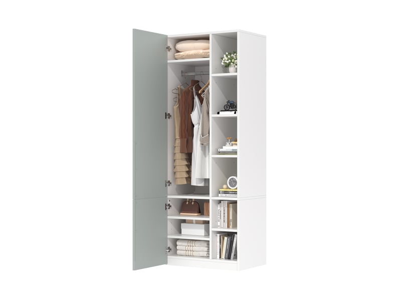  Armoire 70x50x200 cm avec tringle et 10 espaces de rangement gris  - Conforama A