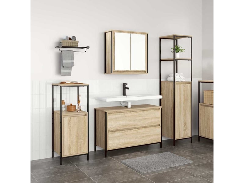 Ensemble de mobilier de salle de bain 3 pc chêne sonoma cf64365  - Conforama B
