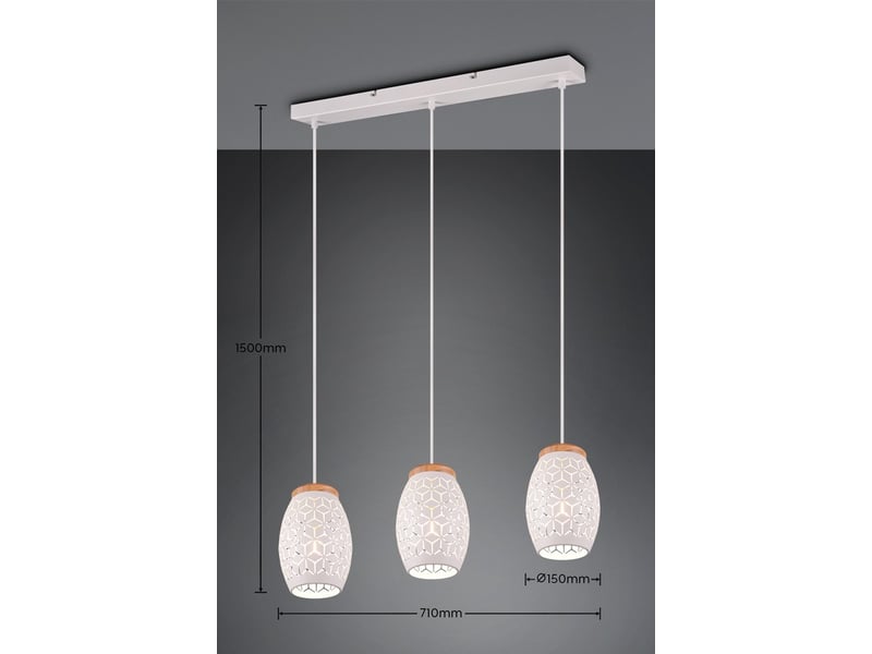 Suspension bidar 3xe27, max.28,0 w , blanc mat -trio  - Conforama D