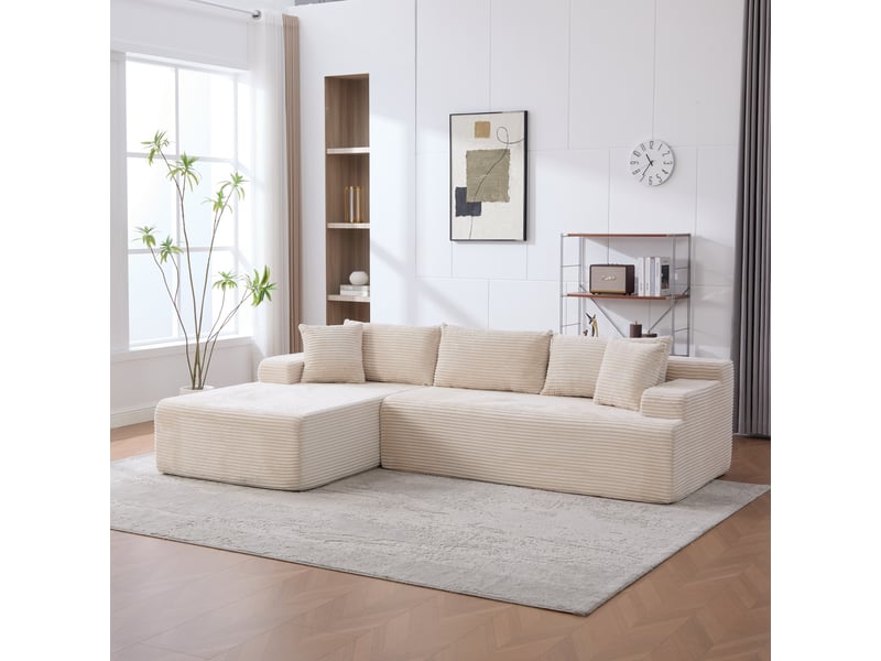 Canapé modulaire en tissu - tissu chenille doux - rembourrage mousse haute élasticité 30d - fond antidérapant Ivoire - Conforama A