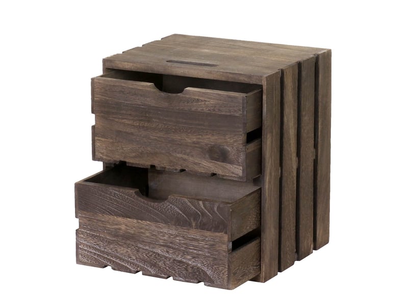  Commode hwc-c62, 2 tiroirs, 36x32x26cm - brun shabby  - Conforama C