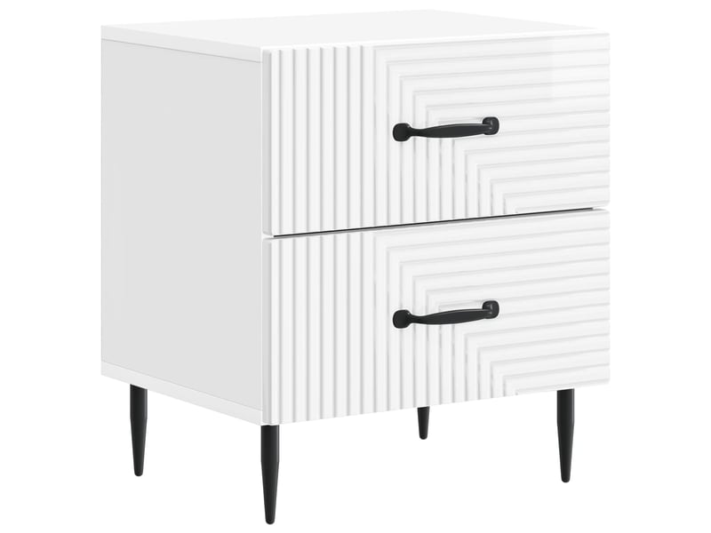  Table de chevet 2 pièces blanc brillant 43 x 34,5 x 47,5 cm  - Conforama C