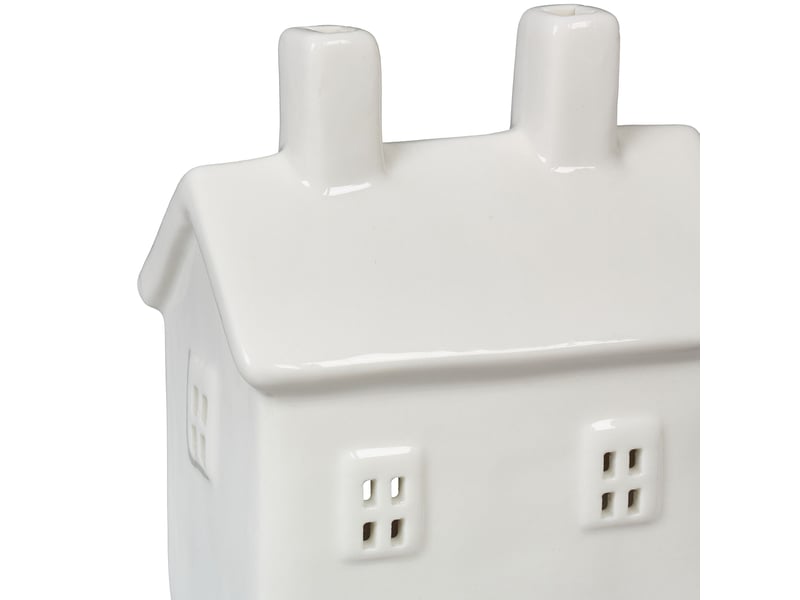  Photophore en forme de maison ambiance cosy déco intérieur 18 x 12 x 12 cm en porcelaine blanche 13_0015179  - Conforama D