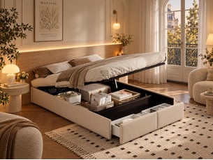 Lit 2 places 160x200 cm coloris beige