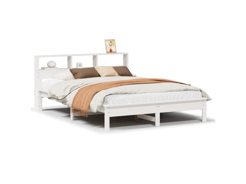  Lit double- lit adulte -  cadre de lit sans matelas blanc 140x190 cm bois de pin massif  - Conforama A