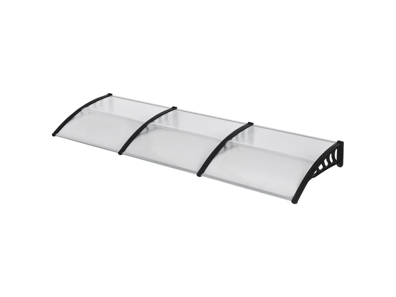  Auvent en polycarbonate et aluminium pour balcons, fenêtres et portes, 303 x 96 x 27 cm, noir et transparent  - Conforama B