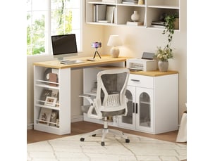 Îlot de cuisine 136x50x78 cm avec plateau pivotant et rangements blanc