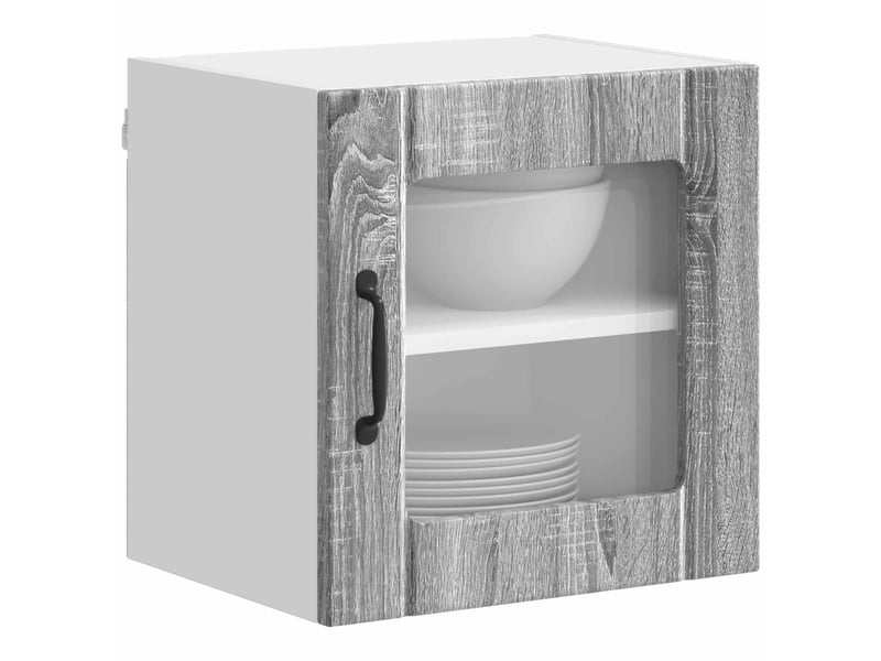  Cabinet en verre mural 2 pcs sonoma gris bois d'ingénierie shl3486  - Conforama C
