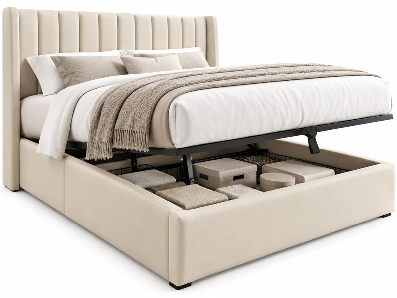 Lit 160x200 cm - lit coffre double adulte avec rangement hydraulique - lit rembourré tapissé 2 personnes - sommier à lattes en bois et tête de lit capitonné - cadre de lit moderne - structure de lit ado -lit queen - 2 place - li… - Conforama A