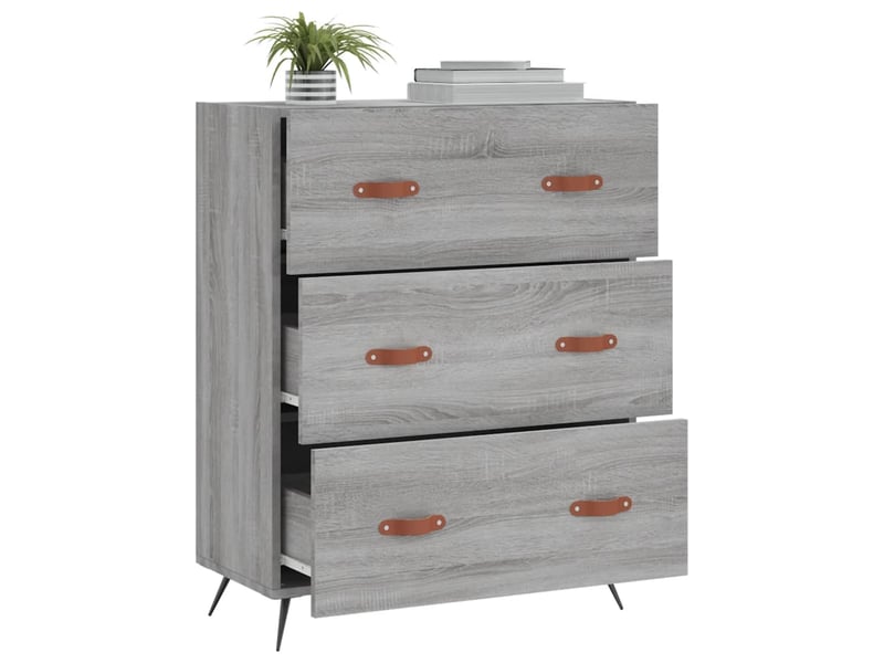  Commode, armoire à tiroirs bureau sonoma gris 69,5x34x90 cm bois d'ingénierie  - Conforama D