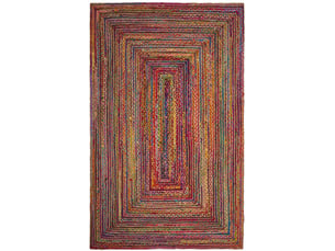 Tapis côtier en jute rougemulticolore, 183 x 244 cm