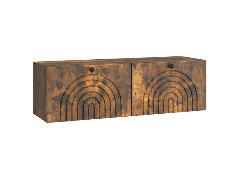  Meuble tv - banc tv - meuble de rangement mural chêne fumé 98 x 31 x 30 cm bois d'ingénierie  - Conforama A