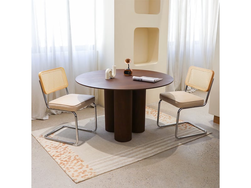  Lot de 2 chaises cantilever en velours gris et cannage pieds en acier chromé style breuer  - Conforama D
