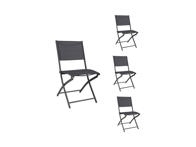  Lot de 4 chaises en textilene gris pliable  - Conforama B