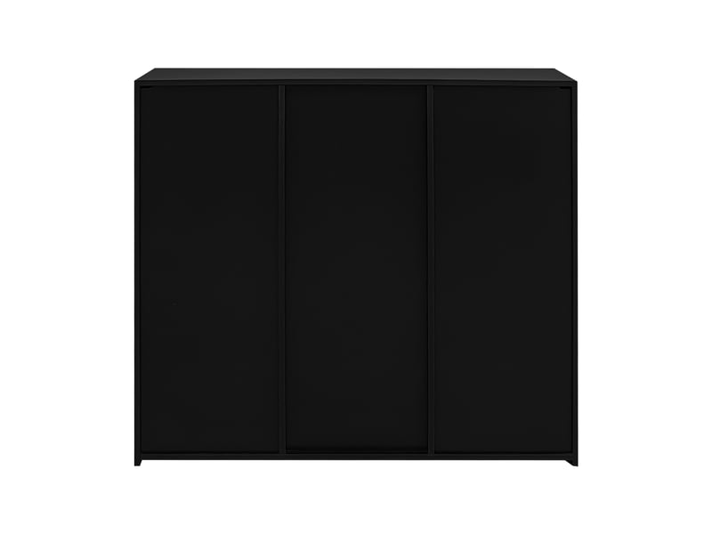  Buffet noir moderne 95x35x83 cm - meuble de rangement avec étagères en verre et porte pour cuisine ou salon  - Conforama A