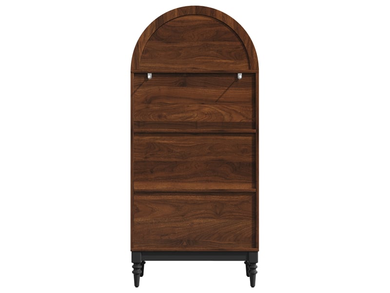 Armoire haute à arche effet bois, 2 modules avec portes vitrées et rangements  - Conforama E