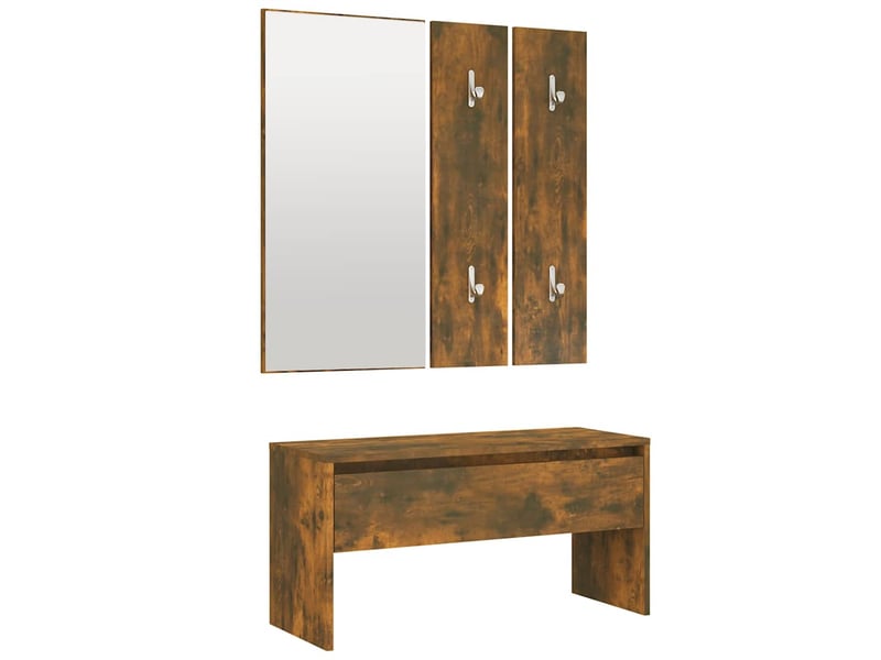  Ensemble de meubles de couloir chêne fumé bois d'ingénierie shl59747  - Conforama A